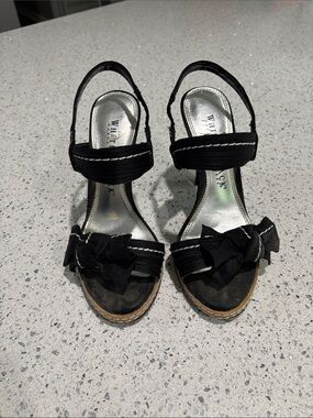 White House Black Market Sasha Black Bow Slingback Heels
